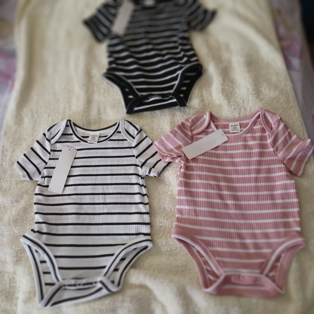 SHEIN Black and White Striped Bodysuit Classic One Piece